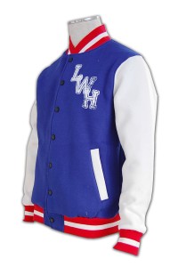 Z106 棒球外套訂做 彩條羅紋包邊棒球外套 棒球外套選擇 綿褸 棒球外套批發商